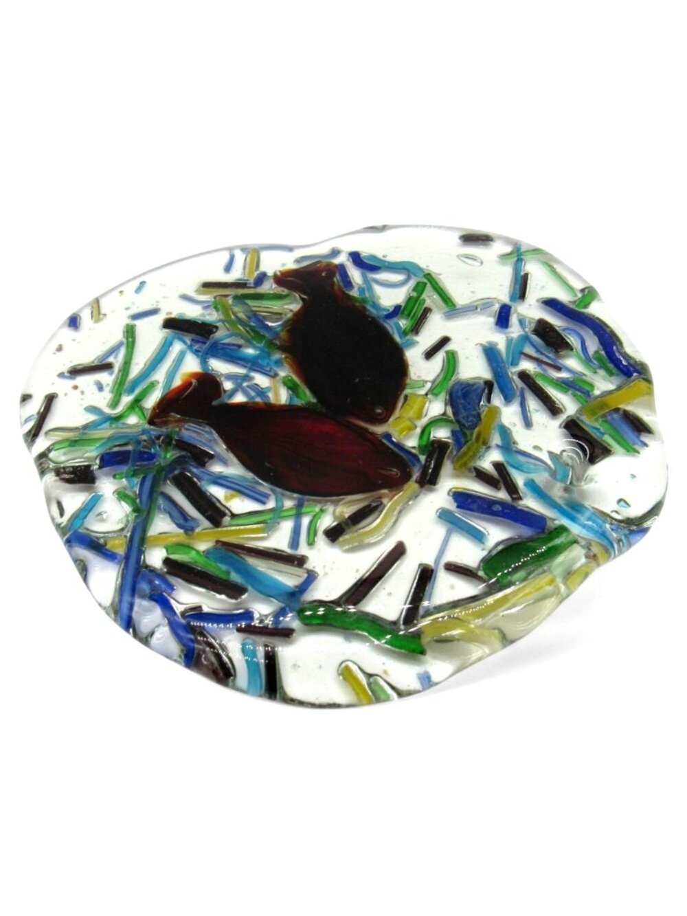 Glass Fish Art Suncatcher Multicoloured Abstract Design Clear Background 6.5"